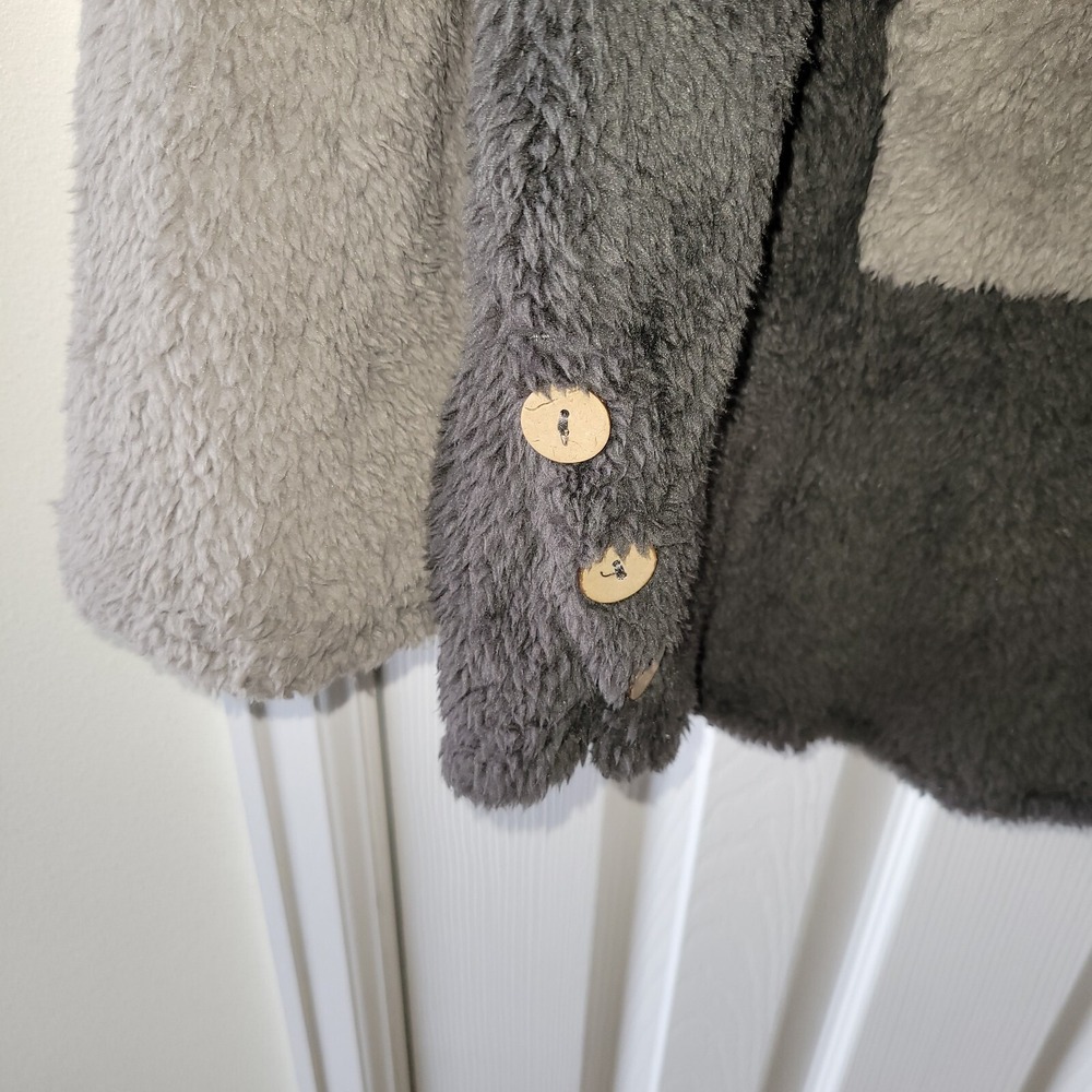 Noracora Plush Fleece Cat Hoodie XXL 1/4 Zip Pouch Pocket Dolman Sleeve Gray - Picture 2 of 15